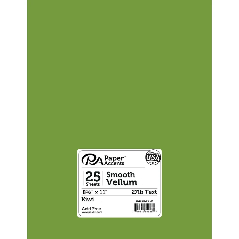 PA Paper™ Accents 8.5'' x 11'' 27lb. Smooth Vellum Paper, 25 Sheets