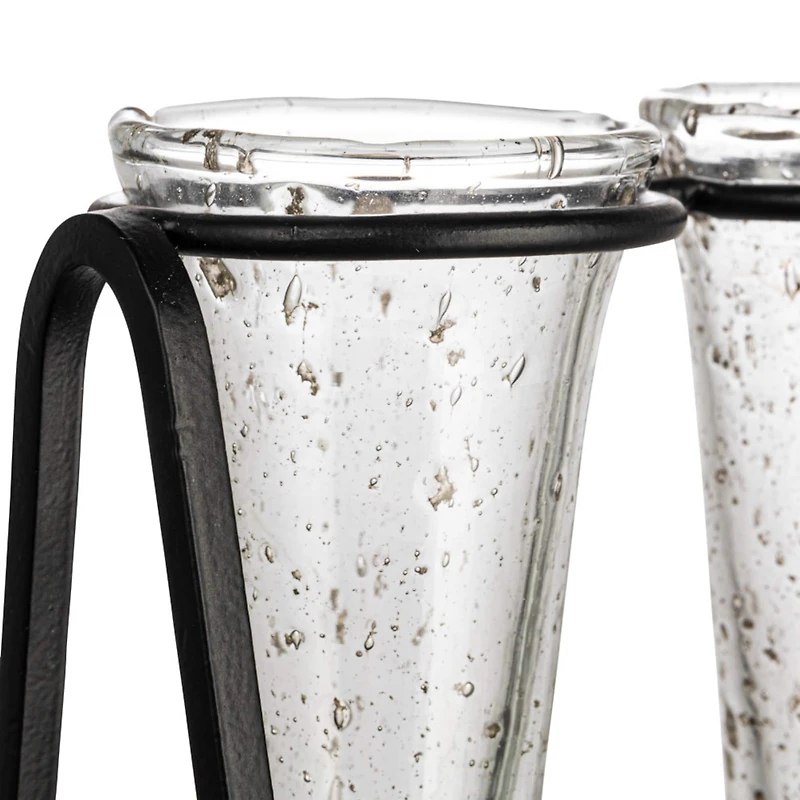 Hello Honey® Bloomingville 9" Test Tube Vases in Black Metal Stand