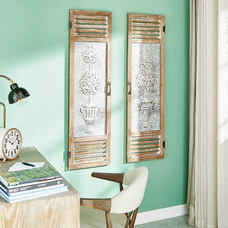 52" Brown Farmhouse Shutter Wall Décor Set