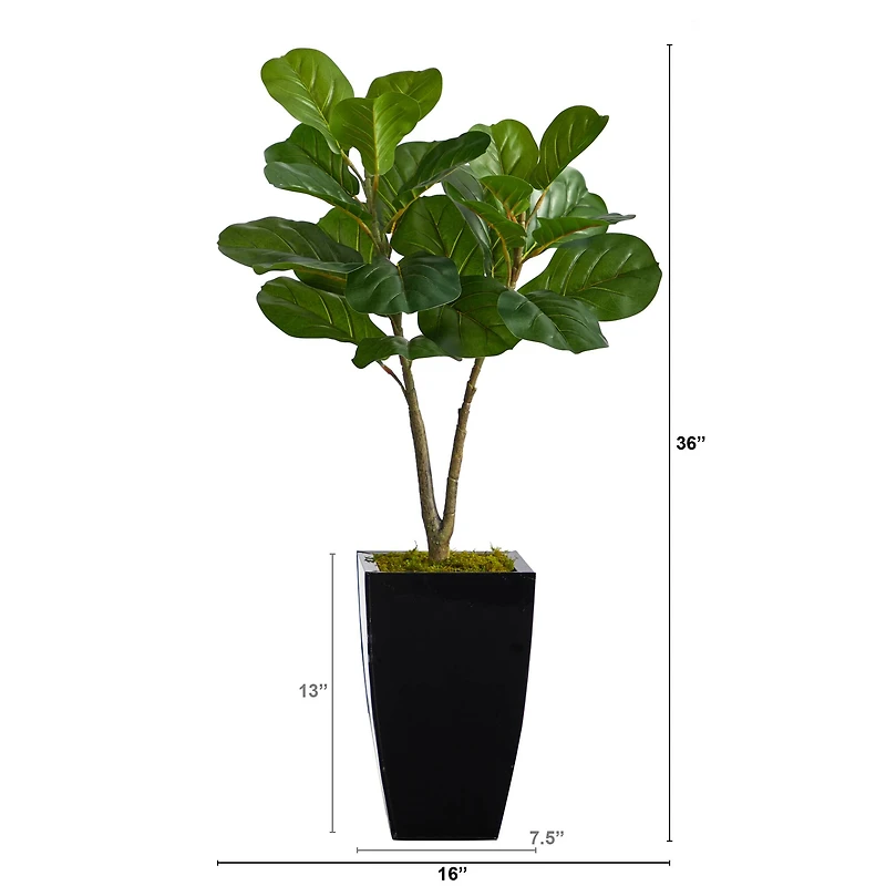 3ft. Fiddle Leaf Fig Artificial Tree in Black Metal Planter