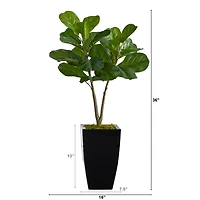 3ft. Fiddle Leaf Fig Artificial Tree in Black Metal Planter