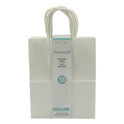 10 Packs: 13ct. (130 total) Medium White Paper Gift Bags by Celebrate It™