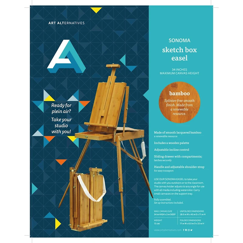 Art Alternatives Bamboo Sonoma Sketch Box Easel