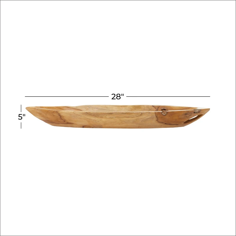 Brown Teak Wood Rustic Tray