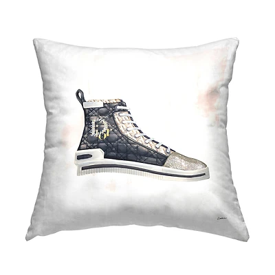Stupell Industries High Top Fashion Forward Quilted Sneakers Glam Style Throw Pillow 18" x 18"