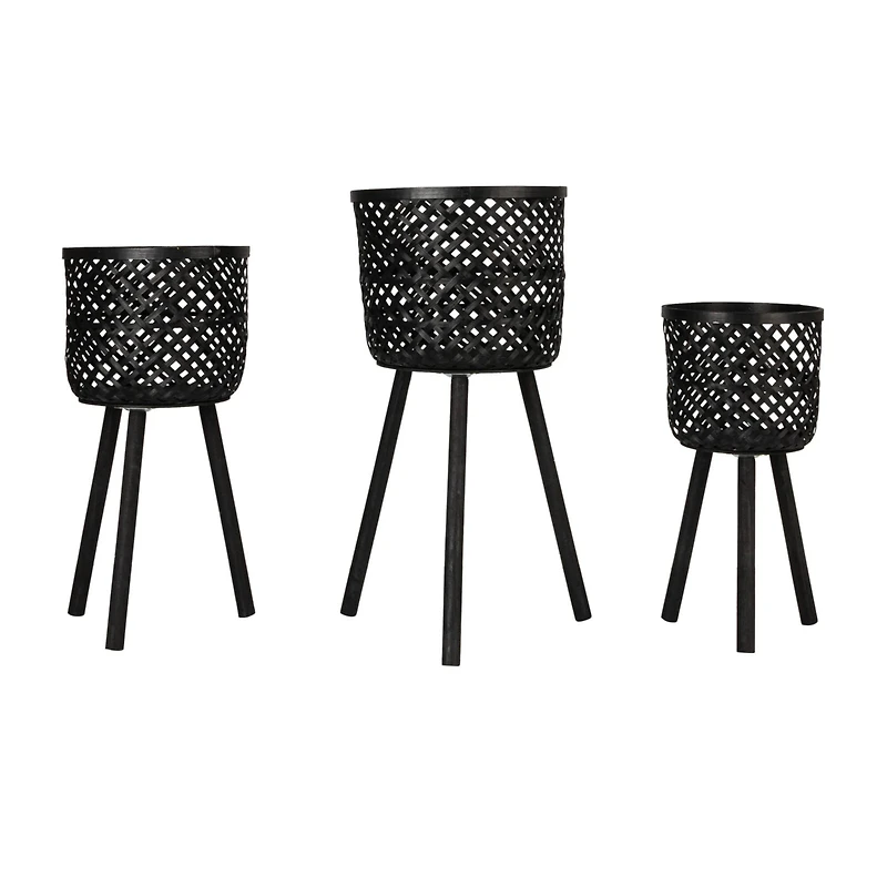 Hello Honey® Black Woven Bamboo Basket Set
