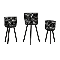 Hello Honey® Black Woven Bamboo Basket Set
