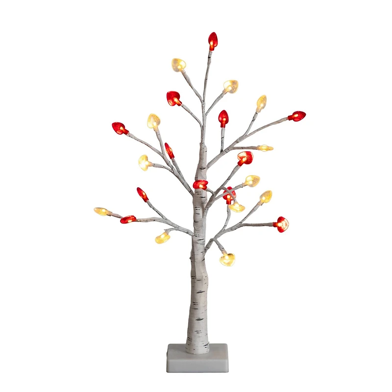 2ft. Pre-Lit Artificial Valentine's Day Twig Tree with 24 Red & White Heart-Shaped LED Lights