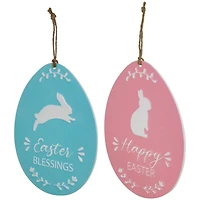 Blue & Pink Easter Egg Metal Wall Signs, 2ct.