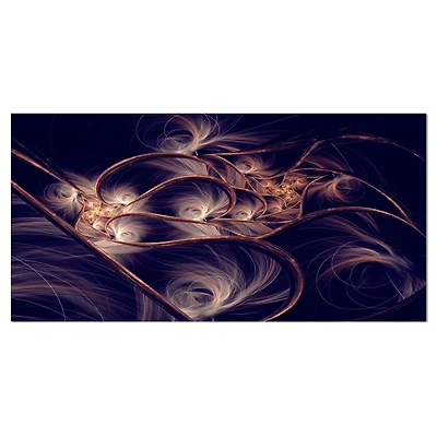 Designart - Dark Gold Fractal Flower Pattern - Oversized Abstract Canvas Art Print