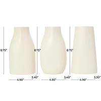 9" Cream Ceramic Minimalistic Vase Set