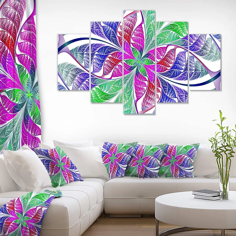 Designart - Flower like Fractal Stained Glass - Contemporary Wall Art Canvas
