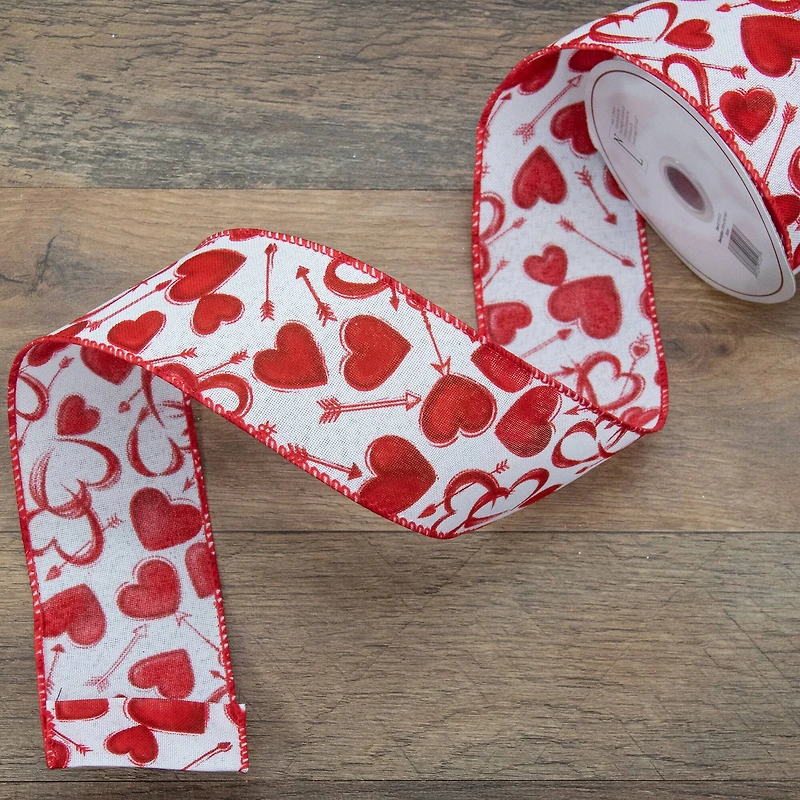 2.5" x 10yd. Hearts & Arrows Valentine's Day Wired Craft Ribbon