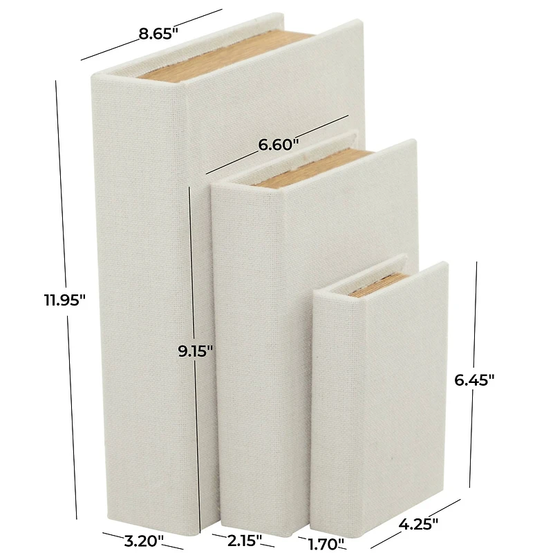 White Linen Faux Book Box Set
