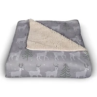 Deer and Tree Pattern 50x60 Sherpa Fleece Blanket