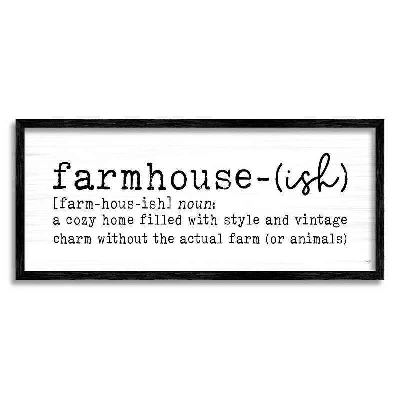 Stupell Industries Farmhouse-Ish Playful Definition Sign Birch Pattern Framed Giclee Art