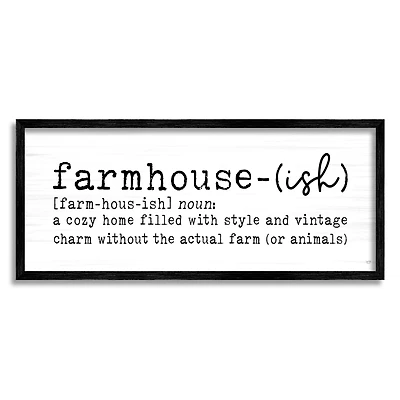 Stupell Industries Farmhouse-Ish Playful Definition Sign Birch Pattern Framed Giclee Art