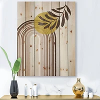 Designart - Abstract Sun and Moon With Leaf In Earth Tones
