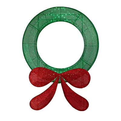 48" Micro Fairy LED Green & Red Christmas Tinsel Wreath