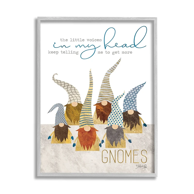 Stupell Industries Voices Inside My Head Gnome Quote Wall Art in Gray Frame