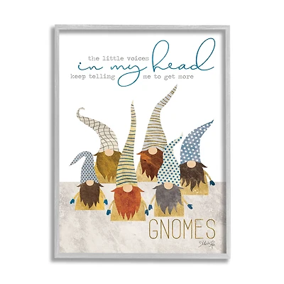 Stupell Industries Voices Inside My Head Gnome Quote Wall Art in Gray Frame