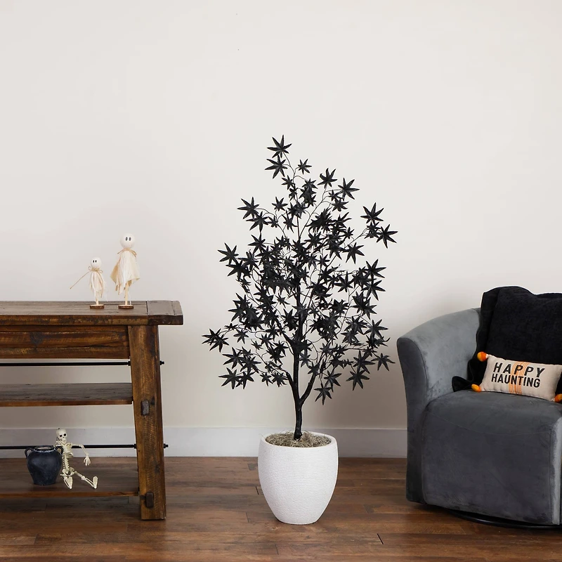 4ft. Artificial Halloween Eerie Black Maple Tree