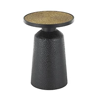 22.25" Black Metal Handmade Accent Table with Rope Tabletop