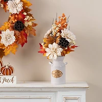 Glitzhome® 22" Fall Dahlia, Lotus Pod and Berry Centerpiece