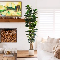 8ft. Artificial Fiddle Leaf Tree in Decorative White Planter