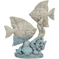 16" Light Blue Polystone Textured Ombre Fish Sculpture