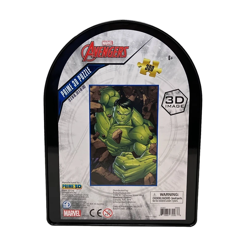 Marvel Avengers - The Incredible Hulk 3D Lenticular Jigsaw Puzzle in a Collectible Shaped Tin: 300 Pcs