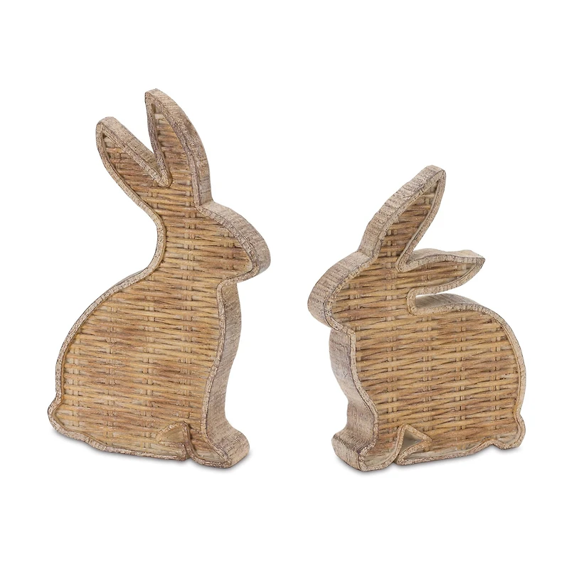 Wicker Rabbit Décor Set, 7.25" & 9"