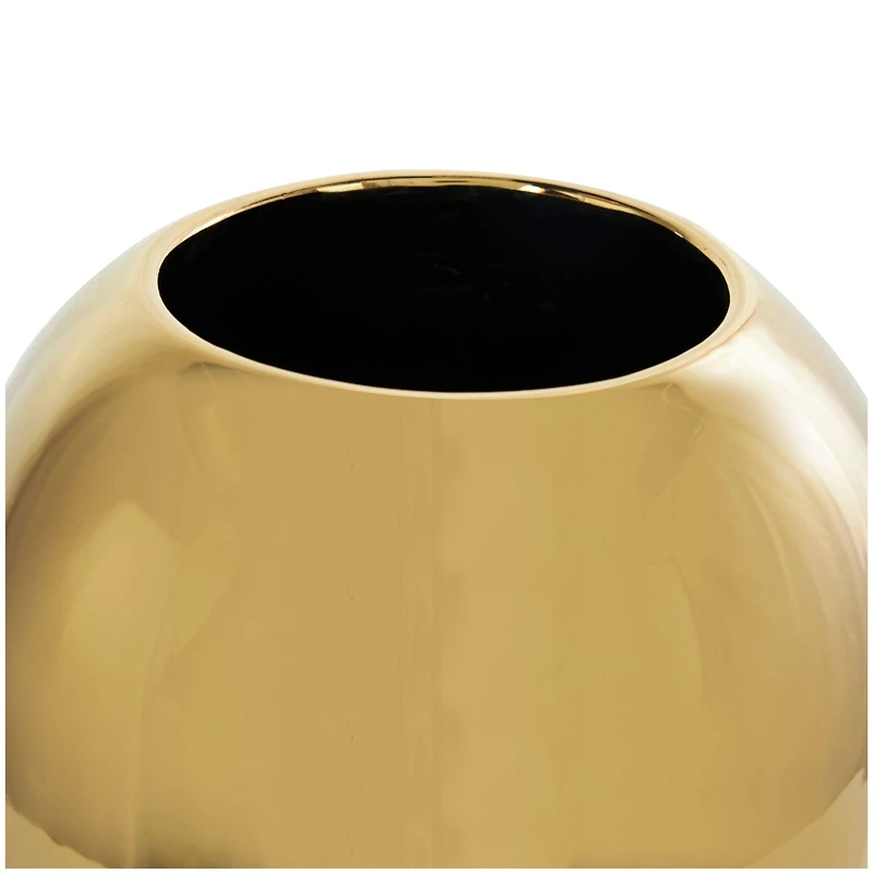 CosmoLiving by Cosmopolitan 13" White Ceramic Vase with Abstract Gold Melting Drips