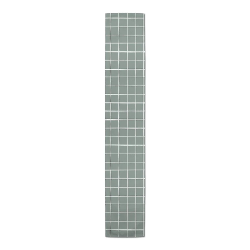 90" Sage Hand Grid Poly Twill Table Runner