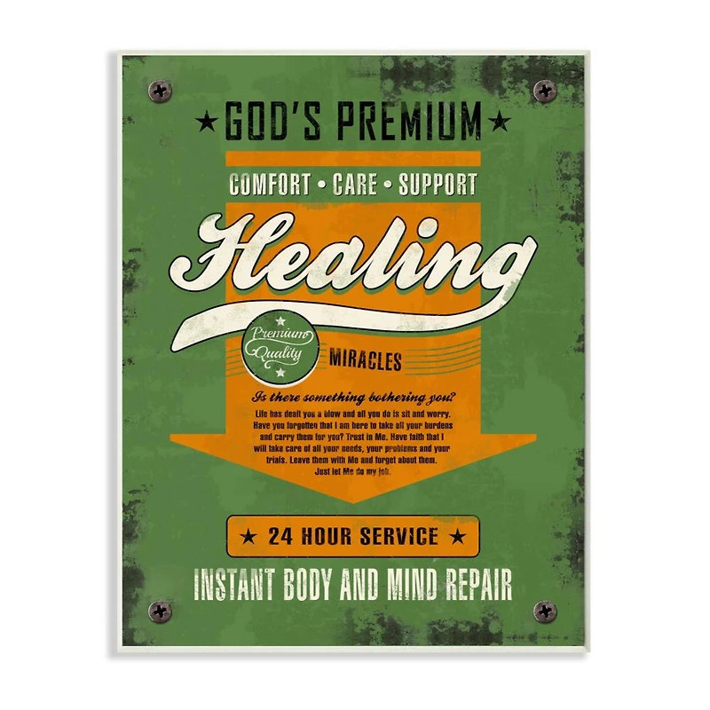 Stupell Industries Healing Miracles Religious Retro Wooden Wall Plaque
