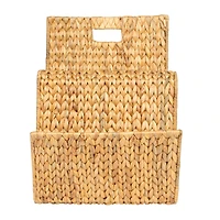 Hello Honey® Hand-Woven Water Hyacinth & Metal Magazine Storage Holder with Handle