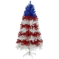 6ft. Pre-Lit Americana Tinsel Artificial Christmas Tree, Clear Lights