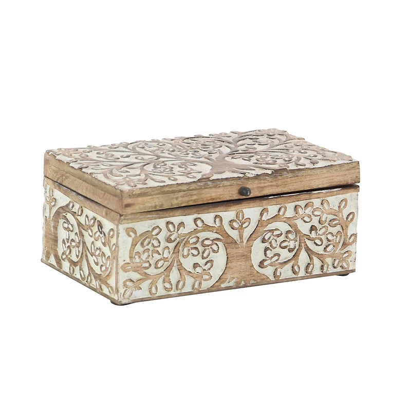 Natural Wooden Botanical Decorative Box Set
