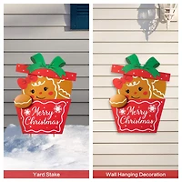 Glitzhome® 2ft. Metal Gingerbread Giftbox Yard Stake