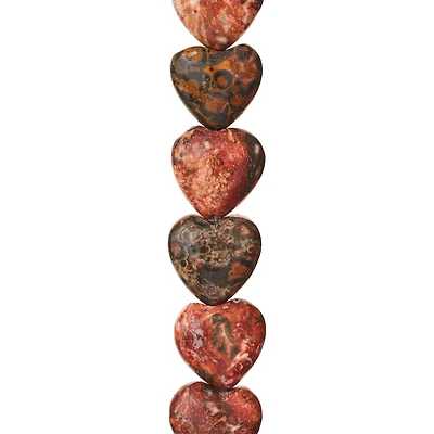 Leopard Jasper Heart Beads by Bead Landing™, 12mm