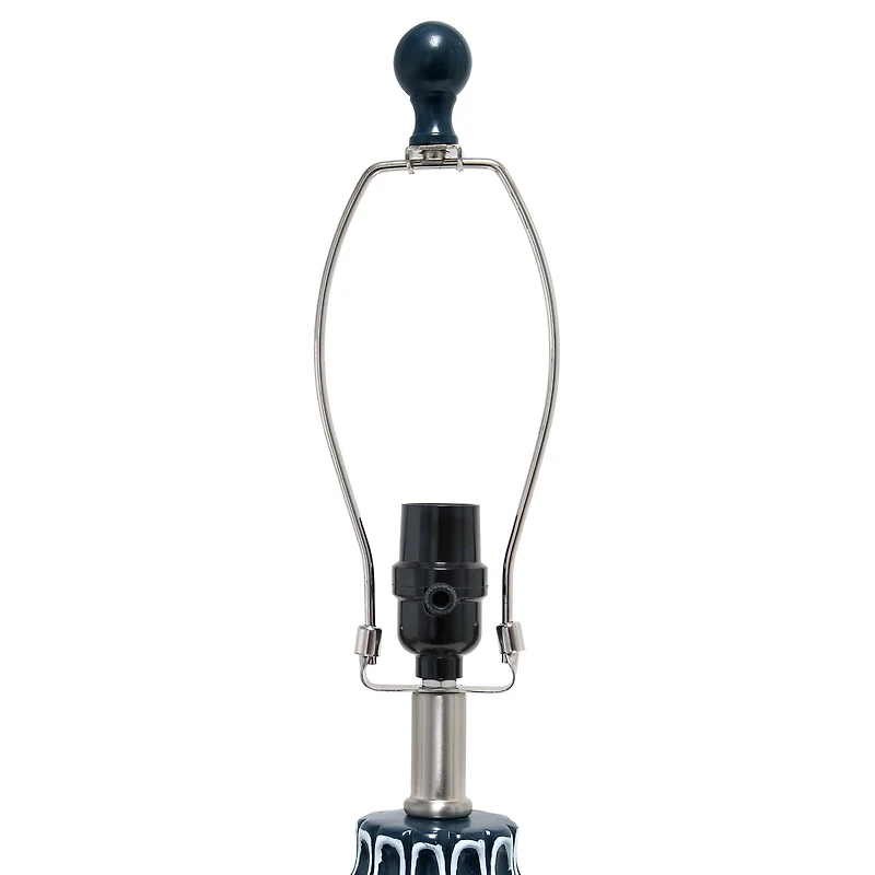 Lalia Home 22" Blue Moroccan Table Lamp with Fabric White Shade