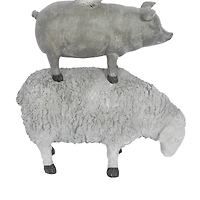 Grey Polystone Sculpture, Stacking Animals 12" x 9" x 4"