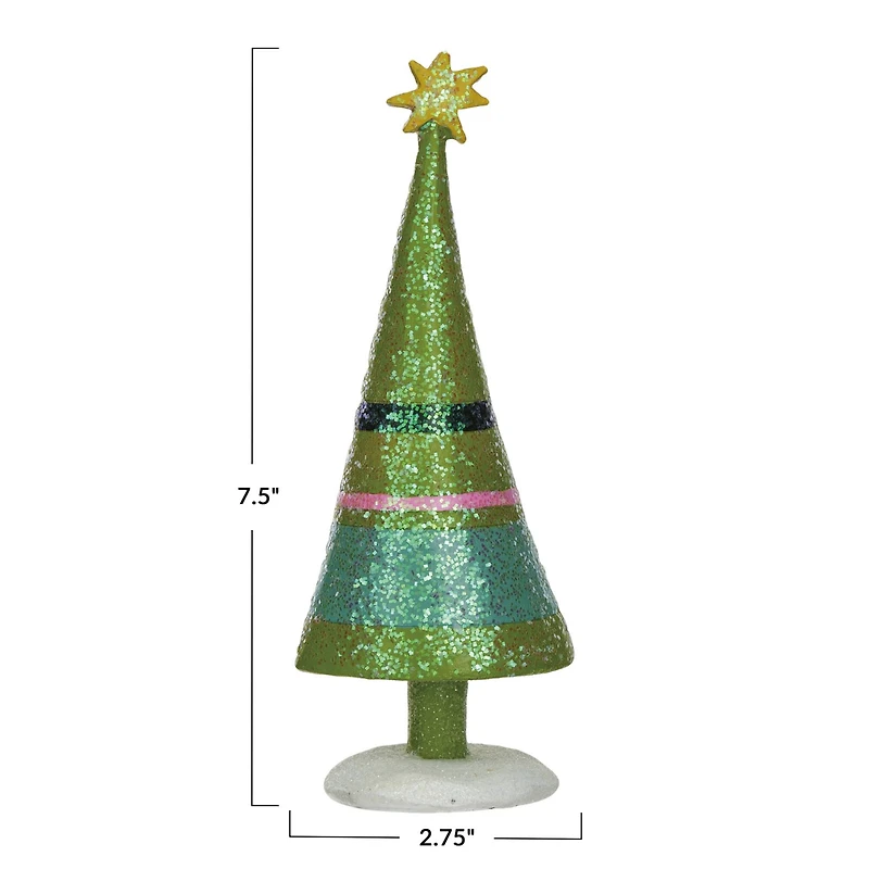 Hello Honey® 7.5" Christmas Tree with Stripes, Star & Glitter
