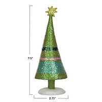 Hello Honey® 7.5" Christmas Tree with Stripes, Star & Glitter