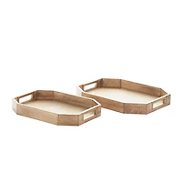 Light Brown Wood Traditional Tray Set