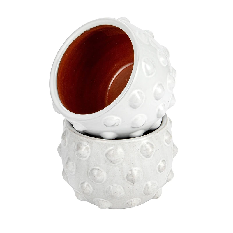 Hello Honey® 5.5" White Bubbled Design Terra Cotta Planter