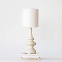 Hello Honey® 28" Natural Handmade Paper Mache Table Lamp with Cotton Shade