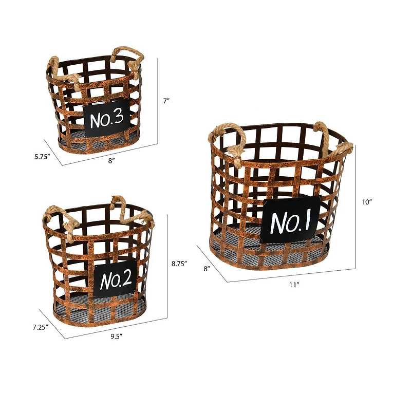 Wire Chalkboard Oval Basket Set