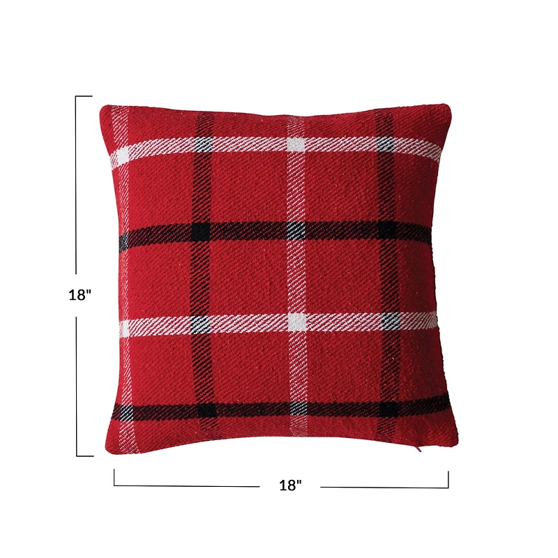 Hello Honey® 18" Red, White & Black Plaid Brushed Flannel Throw Pillow