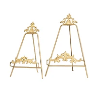 Gold Metal Ornate Arabesque Scroll Tabletop Easel Set